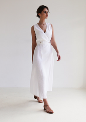 Linen maxi dress RIVIERA, Long sleeveless dress