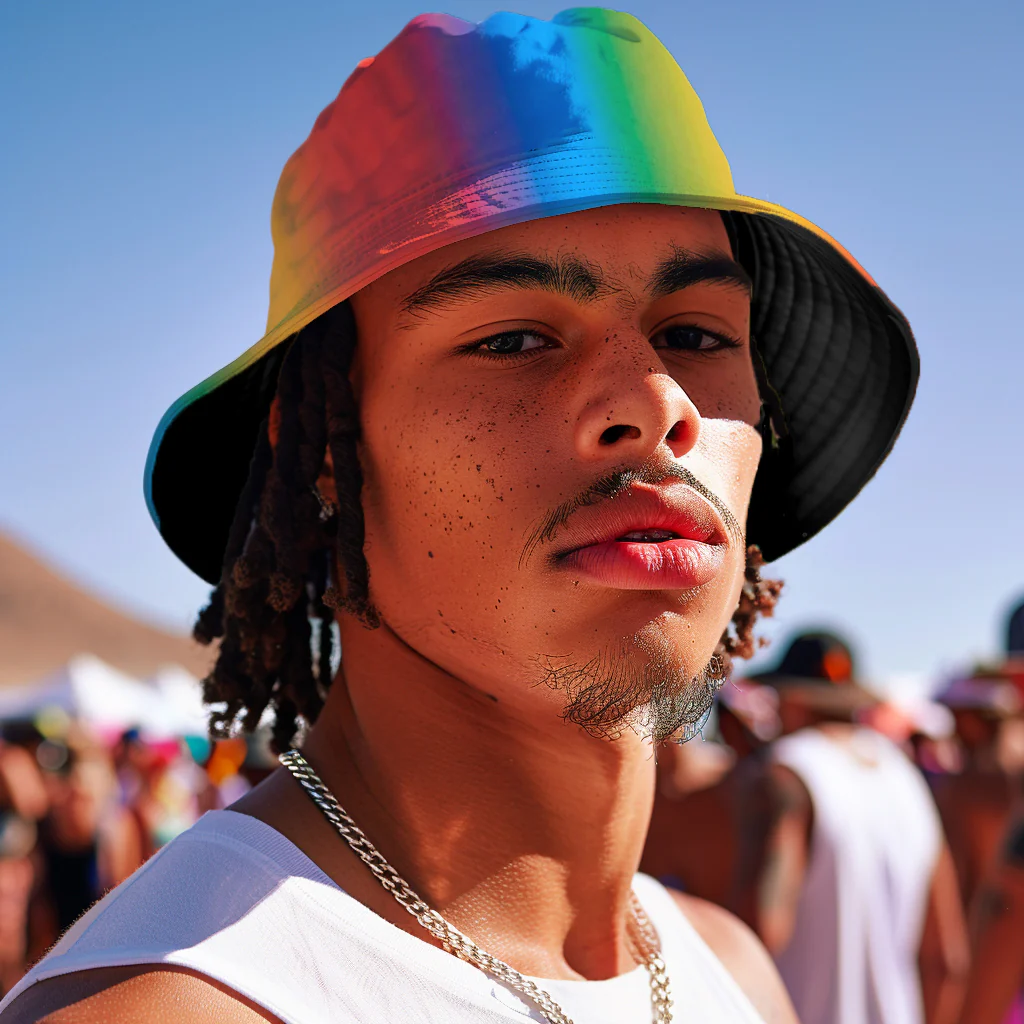 Rainbow Festival Bucket Hat with adjustable string