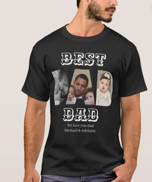 Best Dad Ever Custom Family Photo Father's Day T-Shirt