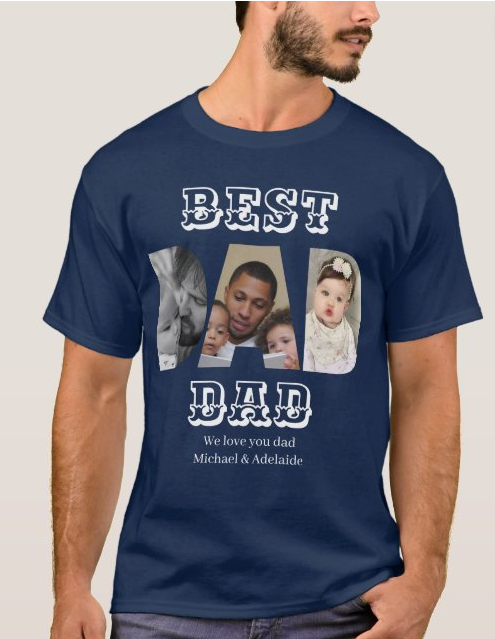 Best Dad Ever Custom Family Photo Father's Day T-Shirt