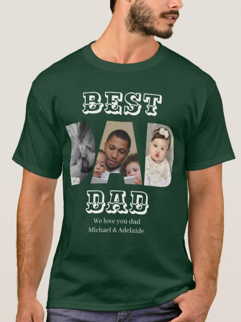 Best Dad Ever Custom Family Photo Father's Day T-Shirt