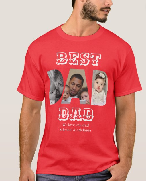 Best Dad Ever Custom Family Photo Father's Day T-Shirt