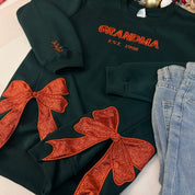 Glitter MAMA Side Bow Embroidered Sweatshirt