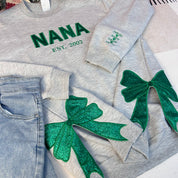 Glitter MAMA Side Bow Embroidered Sweatshirt