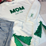 Glitter MAMA Side Bow Embroidered Sweatshirt