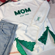 Glitter MAMA Side Bow Embroidered Sweatshirt