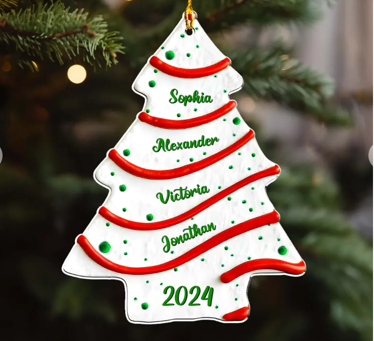 Christmas Tree Cake | Custom Name | 3D Effect Acrylic Ornament