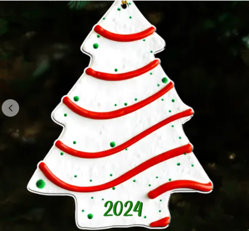 Christmas Tree Cake | Custom Name | 3D Effect Acrylic Ornament