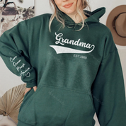 Custom Big MAMA With Kid's Name On Sleeve Sweatshirt