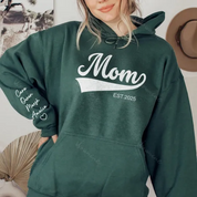 Custom Big MAMA With Kid's Name On Sleeve Sweatshirt