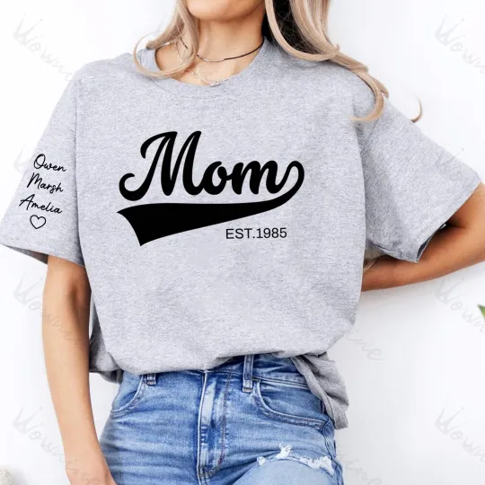 Custom Big MAMA With Kid's Name On Sleeve Sweatshirt