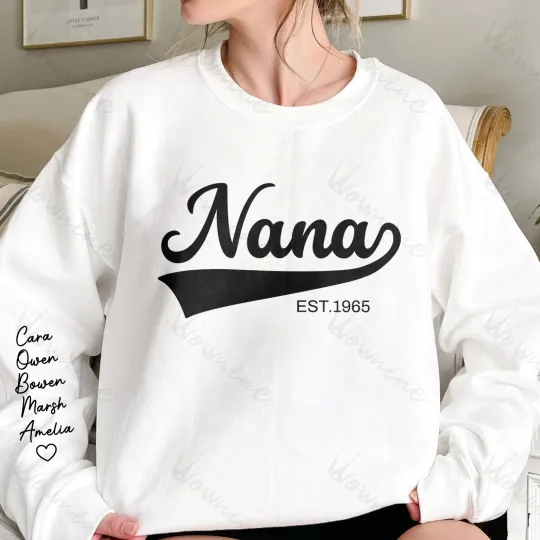 Custom Big MAMA With Kid's Name On Sleeve Sweatshirt