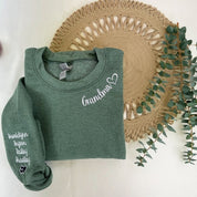 Custom Embroidered  Sweatshirt with kids Names on Sleeve