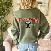 Personalized Embroidered | Sweatshirt with Pets Name | On Back of Sweatshirt