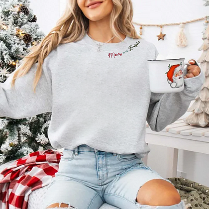 Hand-sewn Embroidered Cute Christmas Collar Sweatshirt