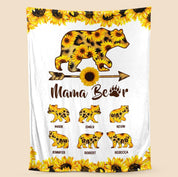 Mama Bear Sunflower - Personalized Blanket - Best Gift For Mother