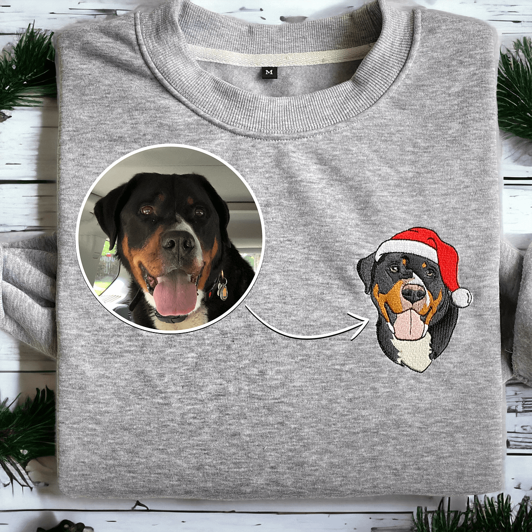 Dog Christmas Embroidered Sweatshirt