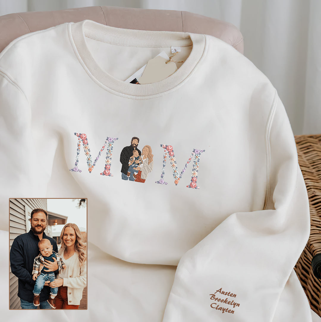 Personalized Embroidered｜Floral｜Family Photo｜Hoodie Sweatshirt T-Shirt