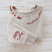 Embroidered Hand Distressed Mama Sweatshirt With kid's Names