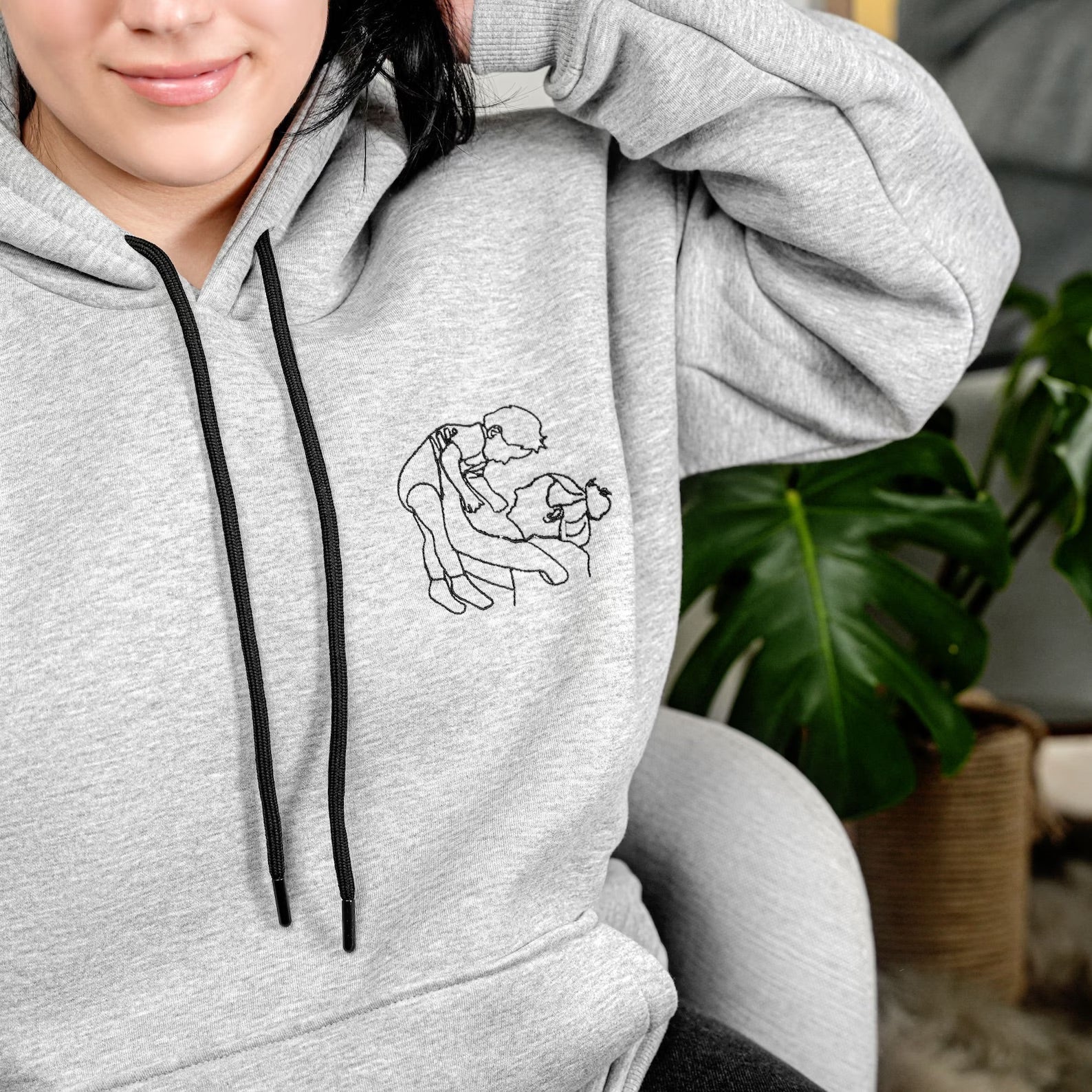 Custom Embroidered Portrait｜Sweatshirt For Mothers Day