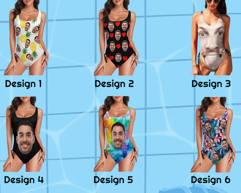 Custom Face Swimsuit Personalized Photo Women's Bathing Suit Bikini Set Swimwear