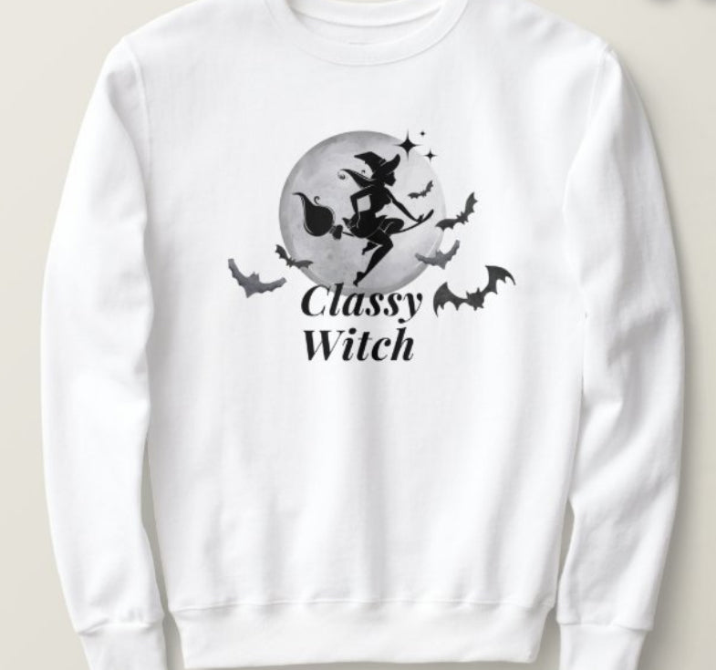 Classy Witch and Moon Halloween Sweatshirt