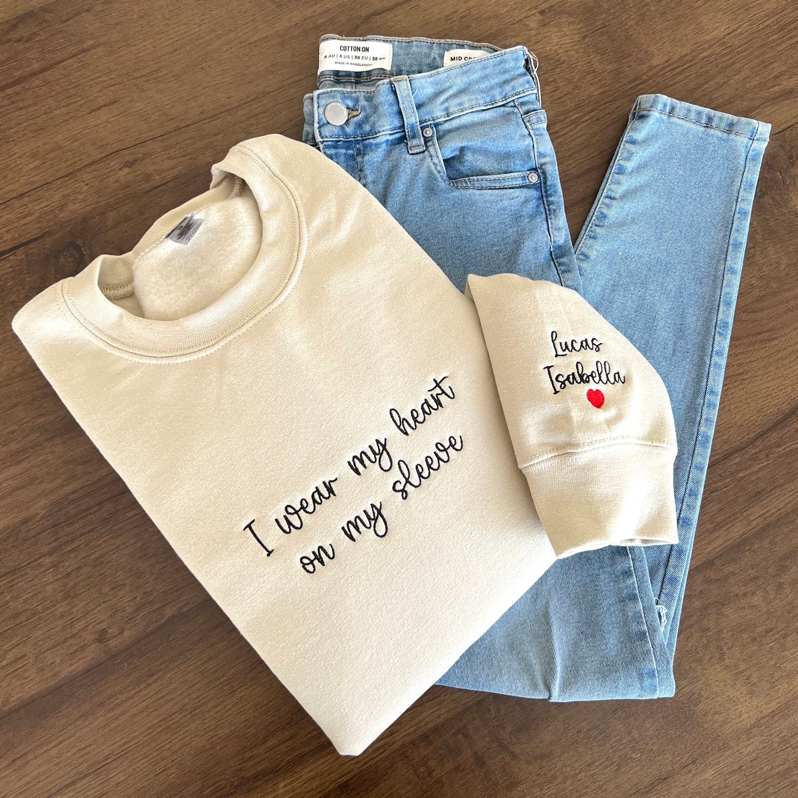 Heart On  Sleeve | Embroidered Custom Mama Shirt | With Kids Names