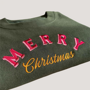 Retro Merry Christmas Embroidered Jumper | Holidays Sweater | Embroidery