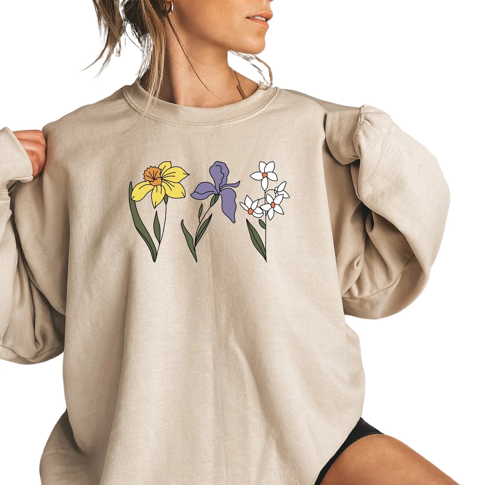 Personalized Birth Month Flower Hoodie Sweatshirt