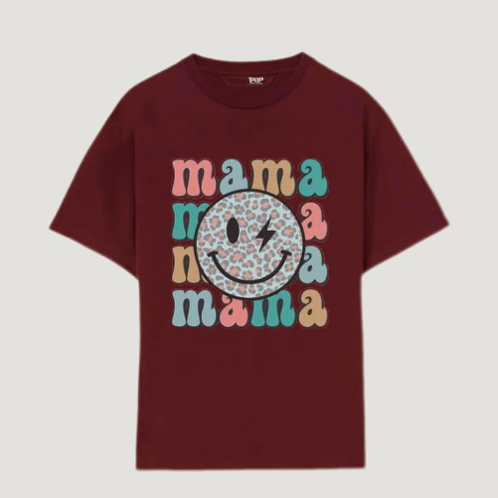 Comfort Colors® Retro Mama Shirt, Smiley-Mama-Shirt