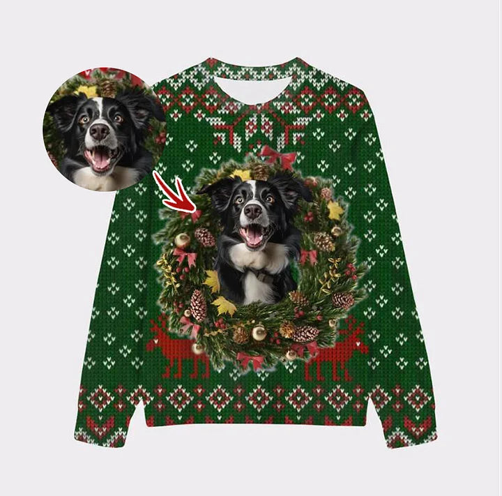 Custom Your Own Christmas Wearth Sweatshirt With Your Pet Face