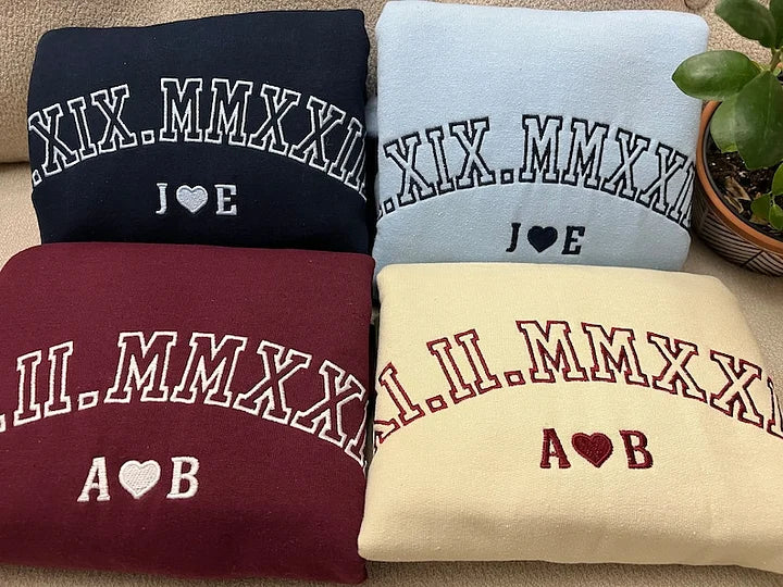 Custom Embroidered Roman Numeral Crewneck