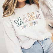 Personalized Mama Est Sweatshirt with Child's Name on Sleeve