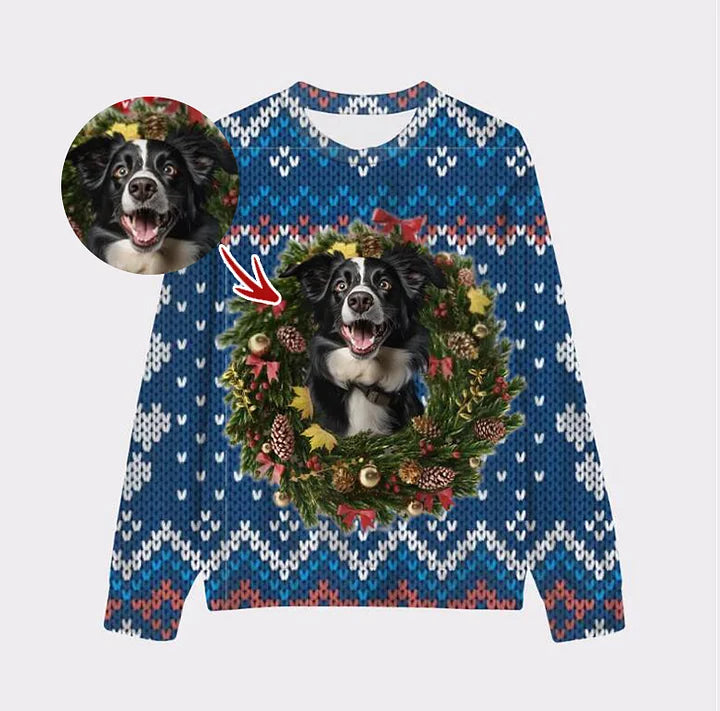 Custom Your Own Christmas Wearth Sweatshirt With Your Pet Face