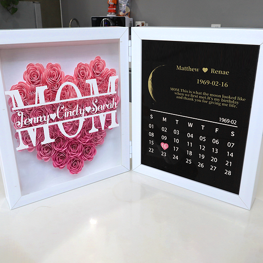 Mom & Grandmom With Names - REAL MOON PHASE Anniversary Calendar