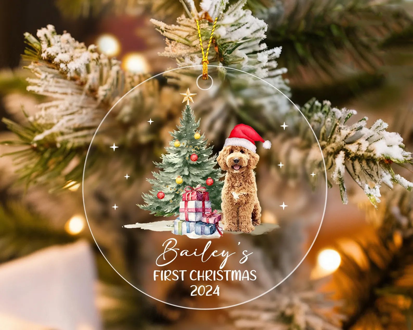 Personalized Dog's First Christmas Ornament 2024