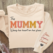 Wears Her Heart On Her Sleeve - Family Personalized Custom Unisex Embroidered Sweatshirt