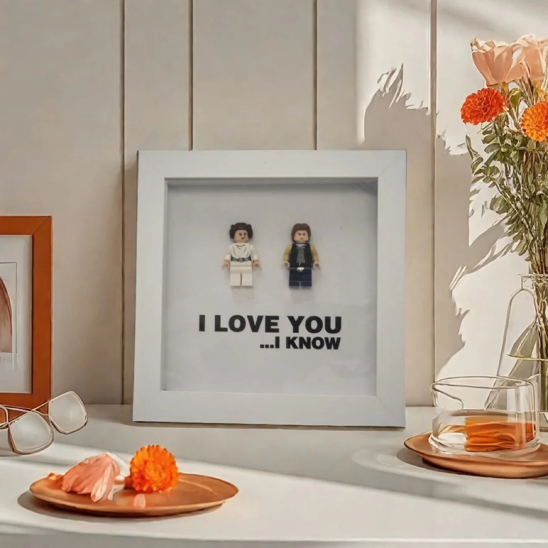 I Love You I Know | Princess Leia & Han Solo | Mini Figure | Star Wars | Frame | Gift | Love | Valentine's Day