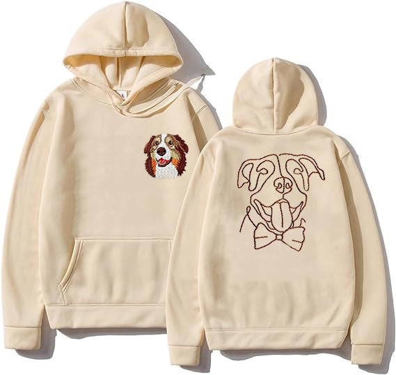 Custom Embroidered｜Pet Portrait Hoodie｜On the Front and Back of Sweatshirt