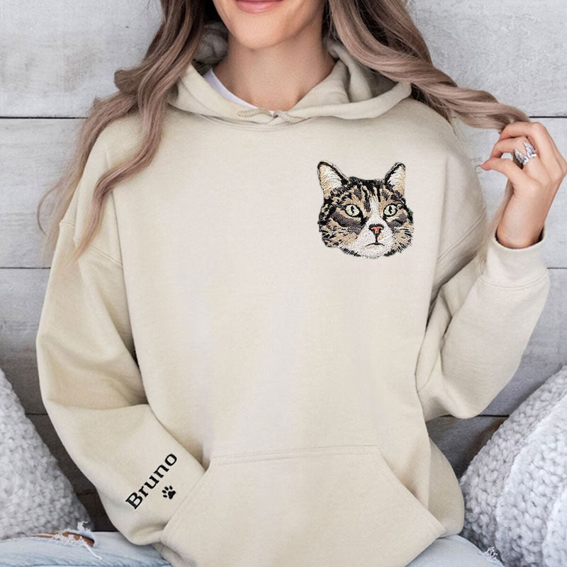 Customize | Text & Image | Dog Cat Pet | Pet Portrait Embroidered | Sweatshirt Hoodie