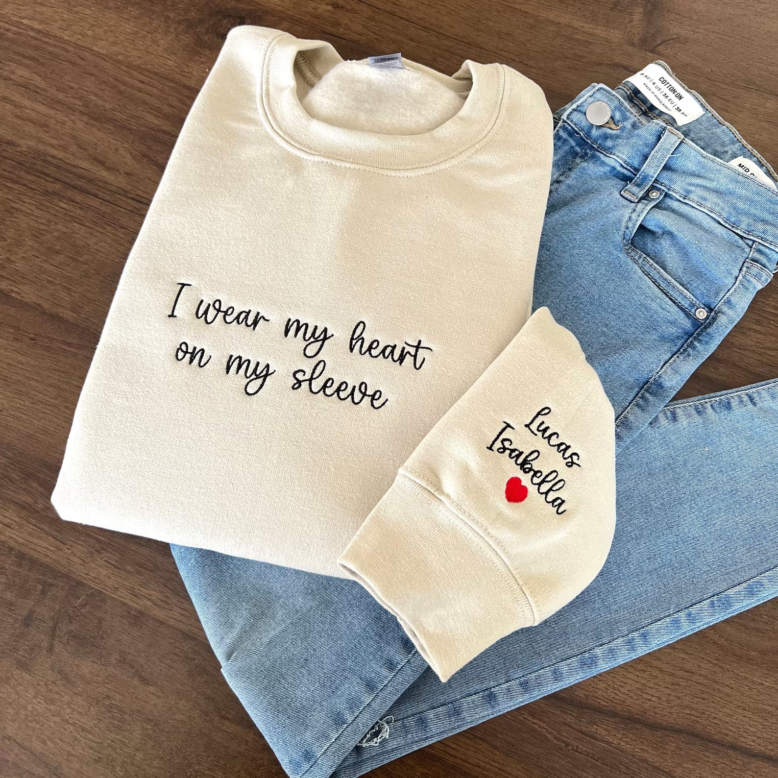 Heart On  Sleeve | Embroidered Custom Mama Shirt | With Kids Names