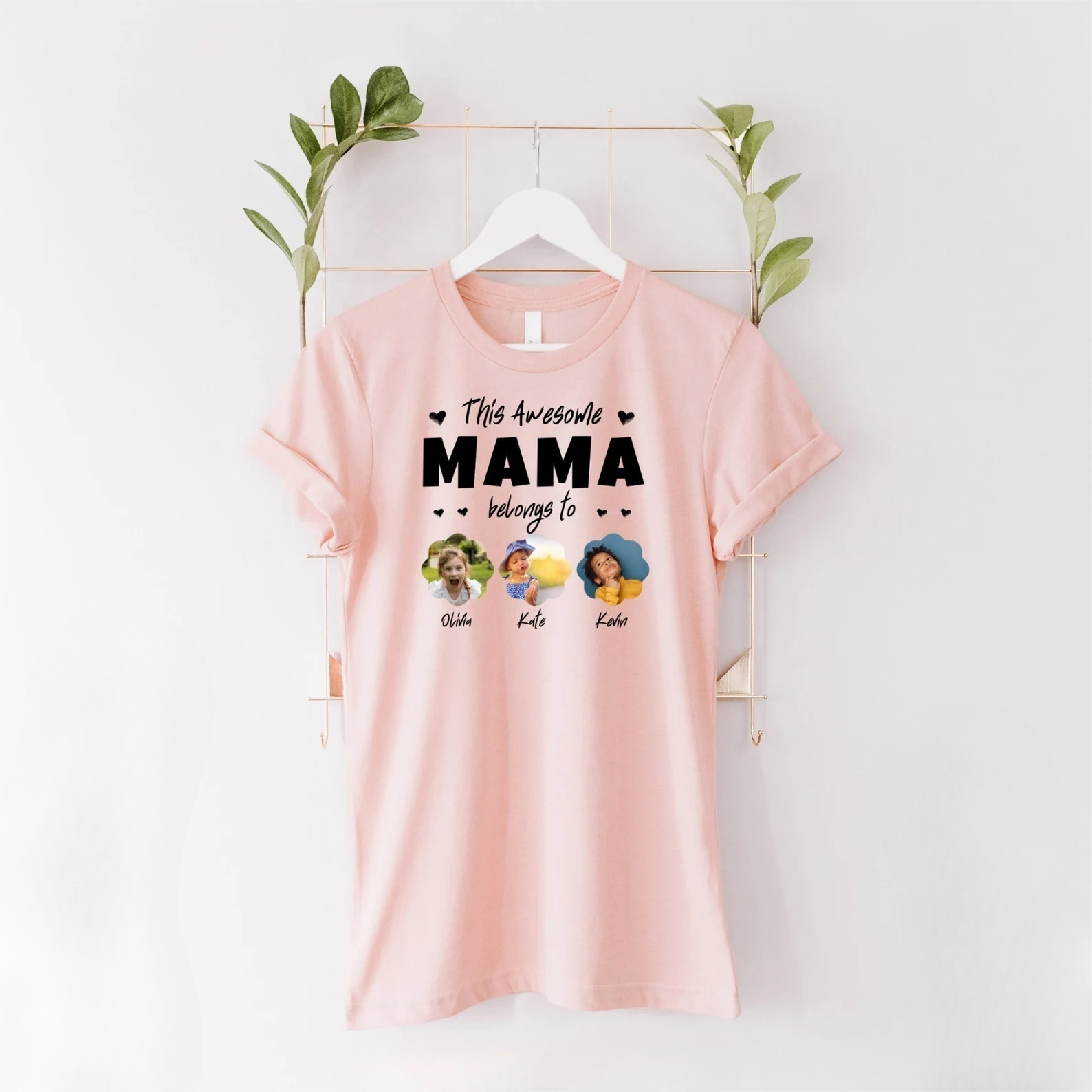 This Awesome Mama Belong to, Personalized Mom Shirt with Kid's Name