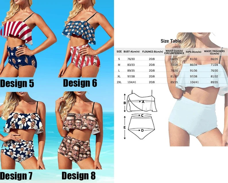 Custom Face Swimsuit Personalized Women's Bathing Suit with Photo Bikini