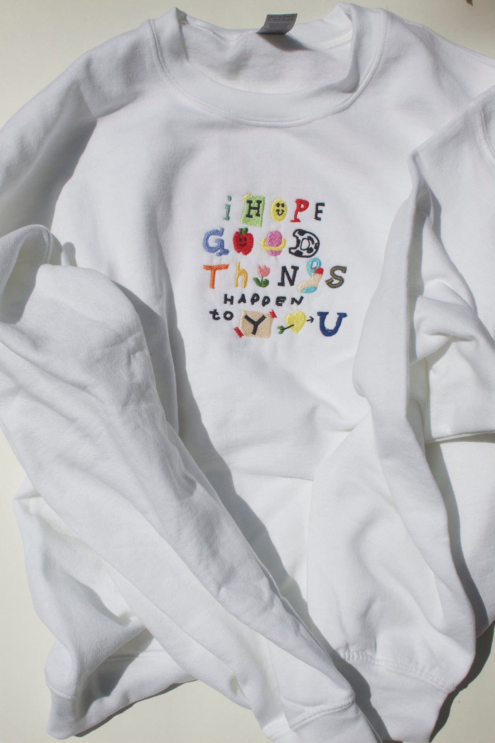 Custom Embroidered | White Crewneck Sweatshirt