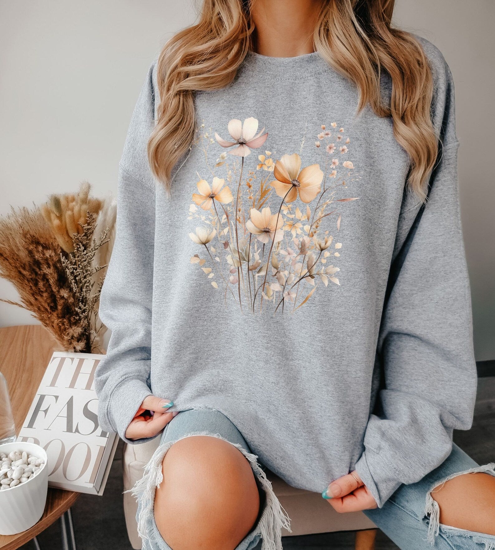 Vintage Pressed Flowers Sweatshirt