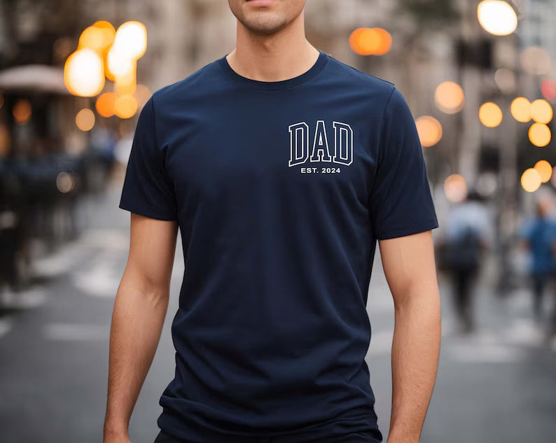 Dad Est 2024 Tshirt | Personalized Dad Shirt | Custom Dad Pregnancy Announcement |  New Dad Shirt