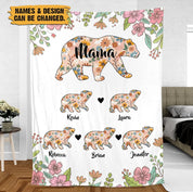 Mama Bear Sunflower - Personalized Blanket - Best Gift For Mother