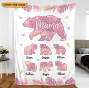 Mama Bear Sunflower - Personalized Blanket - Best Gift For Mother