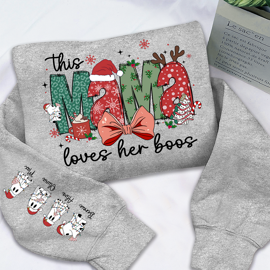 Custom Nickname | MaMa Loves Her Boos | Christmas 2024 Sweatshirt