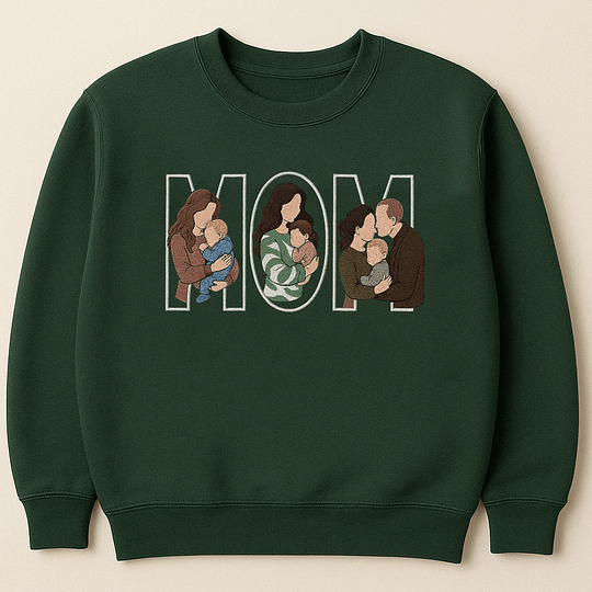 👨‍👩‍👧‍👦✨ Custom Family Embroidered Sweatshirt – A Unique and Heartwarming Gift for Dad or Mom